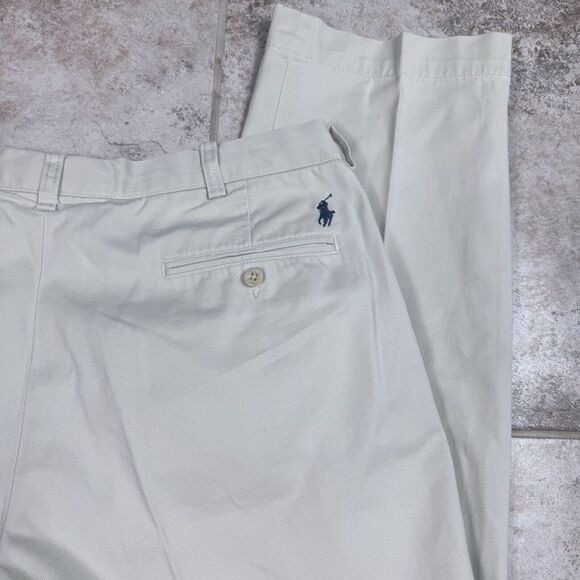 VINTAGE Polo Ralph Lauren Pants 36x32 Tan Chino Khaki Preppy Preston Chino - Picture 6 of 9